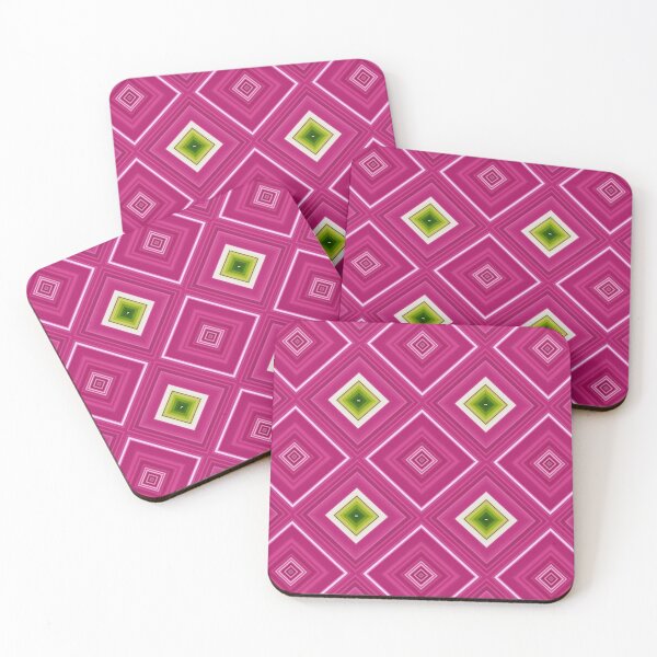 Item preview, Neon Magenta Geometric Pattern | Retro 80s Illusion Diamonds designed and sold by whimsiqueer.