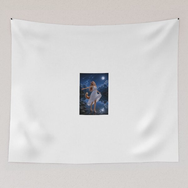 Item preview, Fox Girl in White Dress Under Meteor Shower designed and sold by CathryneDelamort.
