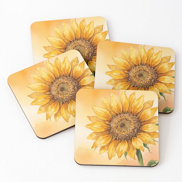 Item preview, Watercolor Sunflower Sunset Golden Hour Floral Art designed and sold by ChubbyGoong.