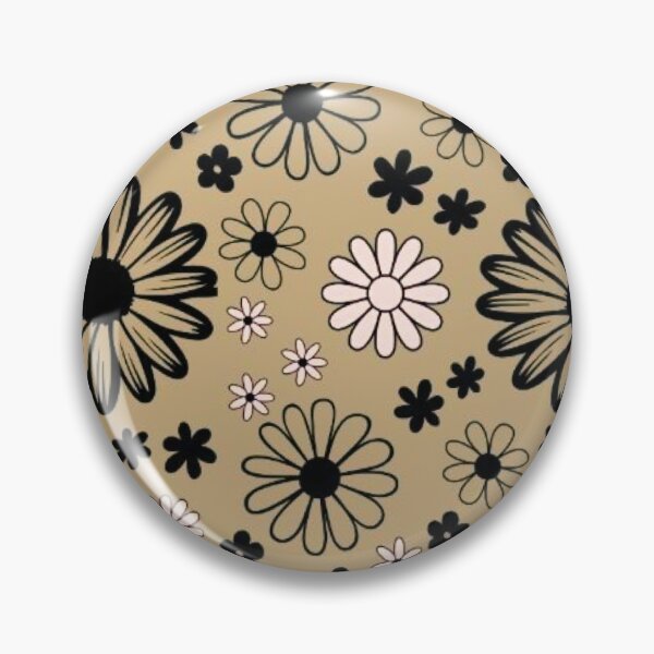 Item preview, Retro 70s Daisy Flower Seamless Pattern Beige and Black designed and sold by LYAN-STORE.