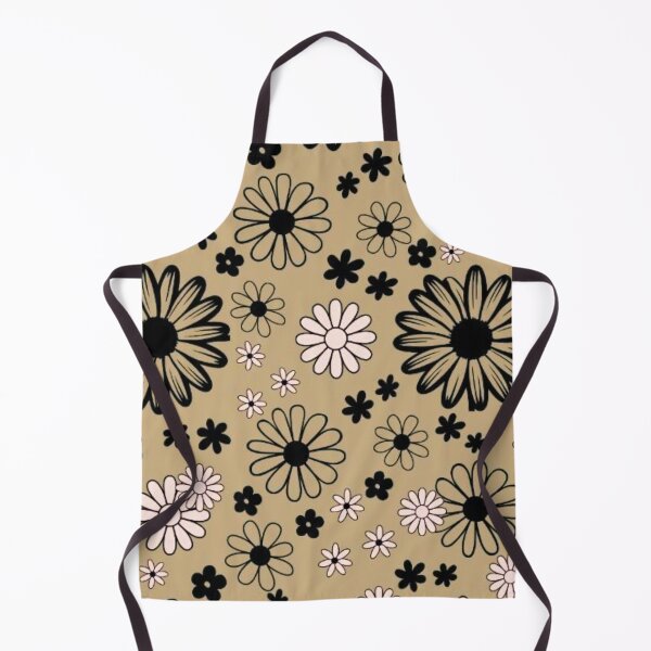 Item preview, Retro 70s Daisy Flower Seamless Pattern Beige and Black designed and sold by LYAN-STORE.