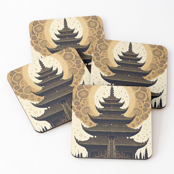 Item preview, Golden pagoda under a mandala-dreaming sky designed and sold by Mianku | Für das Leben.