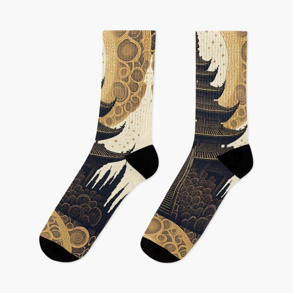 Item preview, Golden pagoda under a mandala-dreaming sky designed and sold by Mianku | Für das Leben.