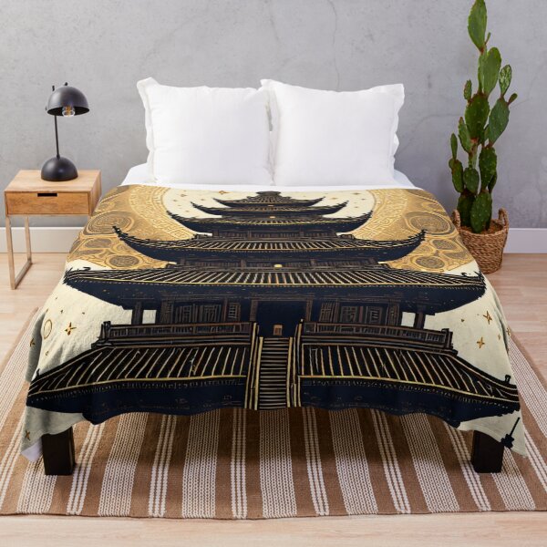 Item preview, Golden pagoda under a mandala-dreaming sky designed and sold by Mianku | Für das Leben.