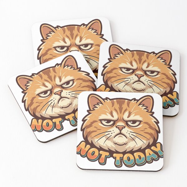 Item preview, Not Today Funny Sleepy Cat Retro Sticker designed and sold by RoyArt0.
