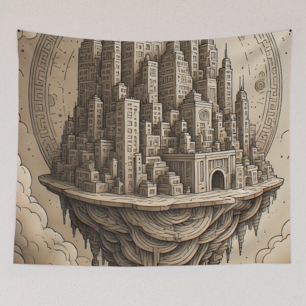 Item preview, A floating city in a cloudy environment designed and sold by Mianku | Für das Leben.