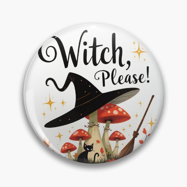 Item preview, Cute Witch Hat on Mushrooms with Black Cat and Broomstick, Spooky Autumn Forest Magic Illustration designed and sold by Connys Colorful World.