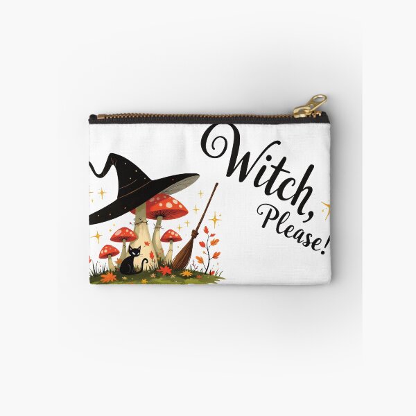 Item preview, Cute Witch Hat on Mushrooms with Black Cat and Broomstick, Spooky Autumn Forest Magic Illustration designed and sold by Connys Colorful World.