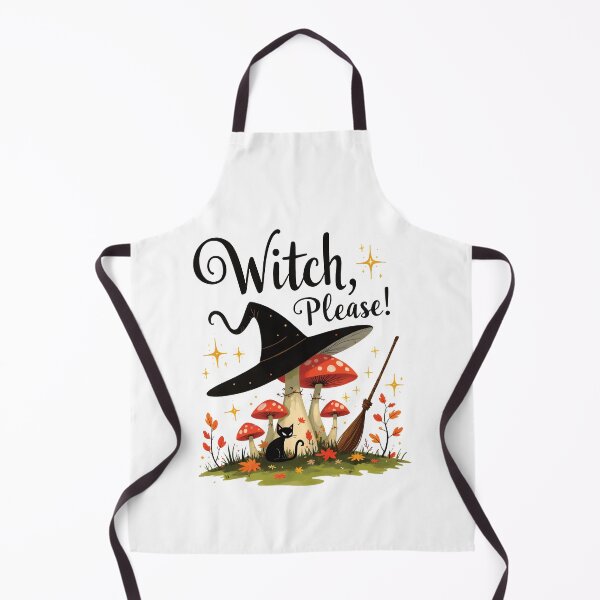 Item preview, Cute Witch Hat on Mushrooms with Black Cat and Broomstick, Spooky Autumn Forest Magic Illustration designed and sold by Connys Colorful World.