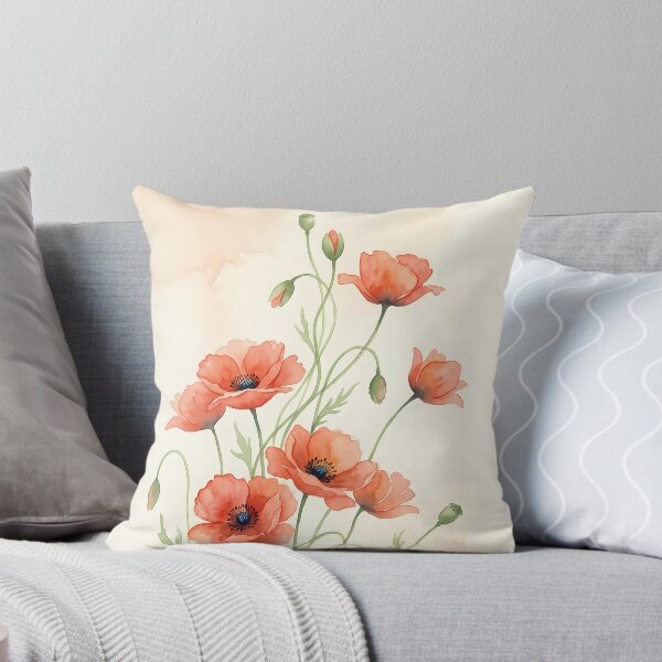Item preview, Watercolor Wild Poppy Flowers Botanical Cottagecore Floral Art designed and sold by ChubbyGoong.