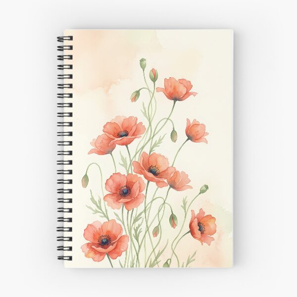 Item preview, Watercolor Wild Poppy Flowers Botanical Cottagecore Floral Art designed and sold by ChubbyGoong.