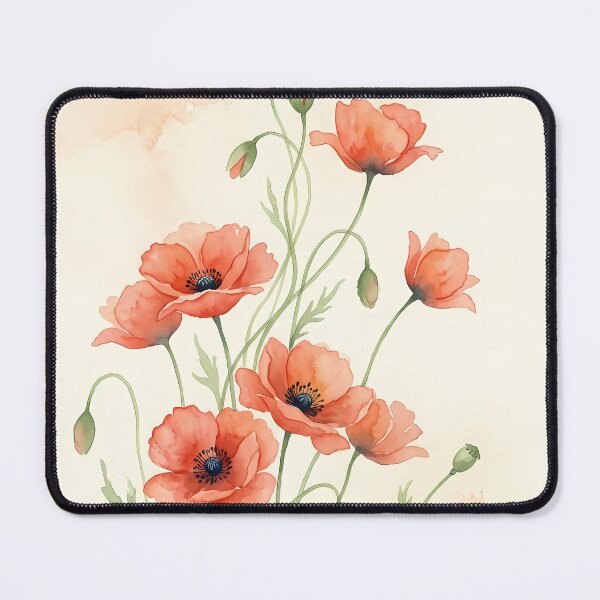 Item preview, Watercolor Wild Poppy Flowers Botanical Cottagecore Floral Art designed and sold by ChubbyGoong.