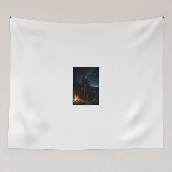 Item preview, Woman in cloak watching meteor shower designed and sold by CathryneDelamort.