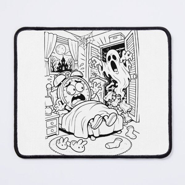 Item preview, Haunted Alarm Clock vs Closet Ghost – Funny Halloween Nightmare designed and sold by ComedyInkFactor.