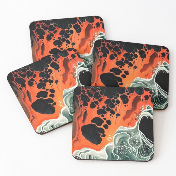 Item preview, Volcanic Lava and Ocean Foam Abstract Fluid Art designed and sold by LYAN-STORE.