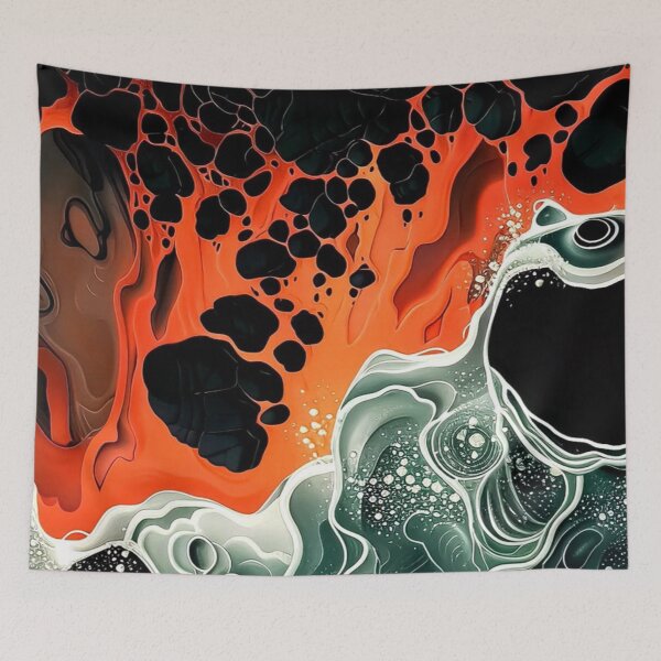 Item preview, Volcanic Lava and Ocean Foam Abstract Fluid Art designed and sold by LYAN-STORE.