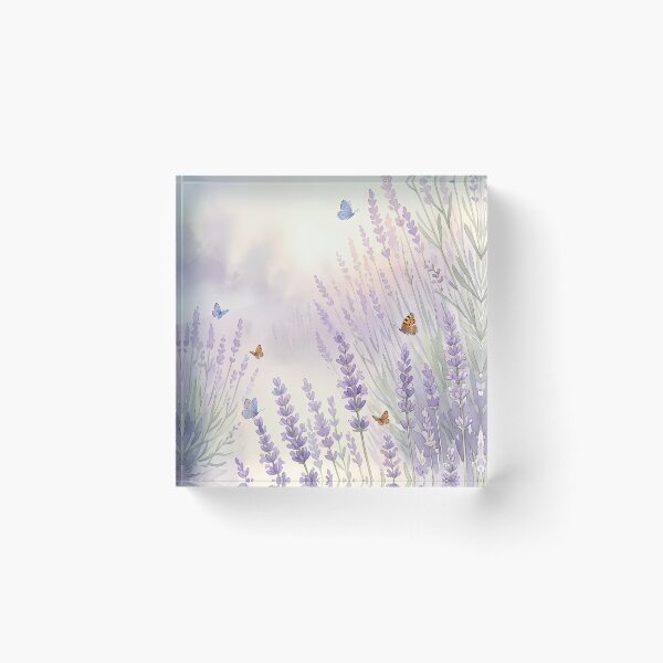 Item preview, Watercolor Lavender Field Butterfly Meadow Dreamy Floral Art designed and sold by ChubbyGoong.