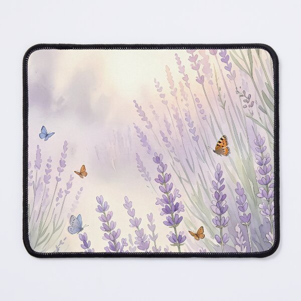 Item preview, Watercolor Lavender Field Butterfly Meadow Dreamy Floral Art designed and sold by ChubbyGoong.