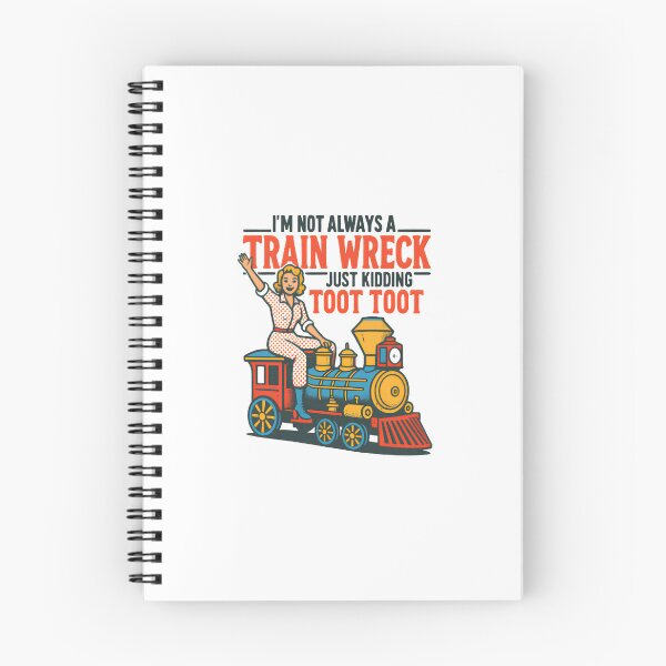 Item preview, I'm Not Always a Train Wreck — Retro Mid-Century Woman on Locomotive Illustration designed and sold by Colorful-Garden.