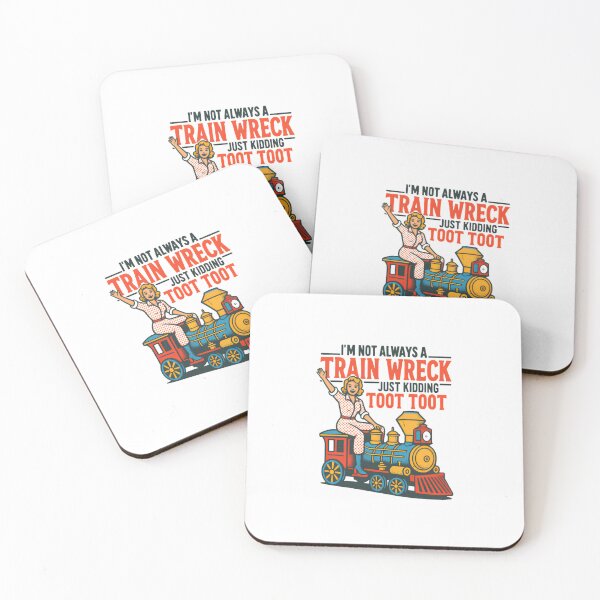 Item preview, I'm Not Always a Train Wreck — Retro Mid-Century Woman on Locomotive Illustration designed and sold by Colorful-Garden.