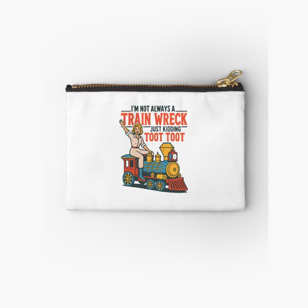 Item preview, I'm Not Always a Train Wreck — Retro Mid-Century Woman on Locomotive Illustration designed and sold by Colorful-Garden.