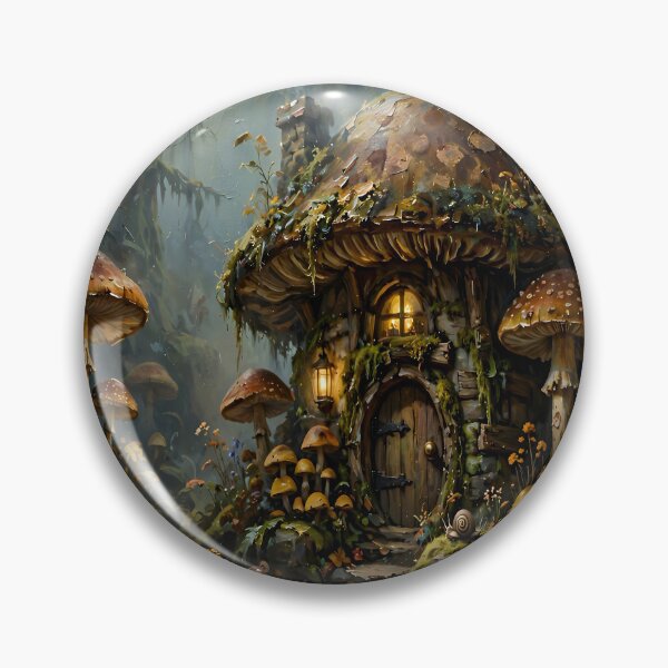 Item preview, Enchanted Mushroom Cottage Fantasy Forest Art designed and sold by cr6zym1nd.