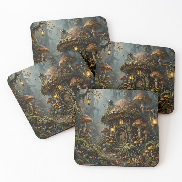 Item preview, Enchanted Mushroom Cottage Fantasy Forest Art designed and sold by cr6zym1nd.