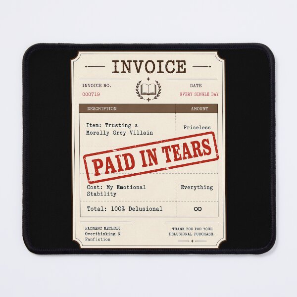 Item preview, Morally Grey Villain Bookish Receipt Funny Dark Romance Reader designed and sold by PrintivoraHub.