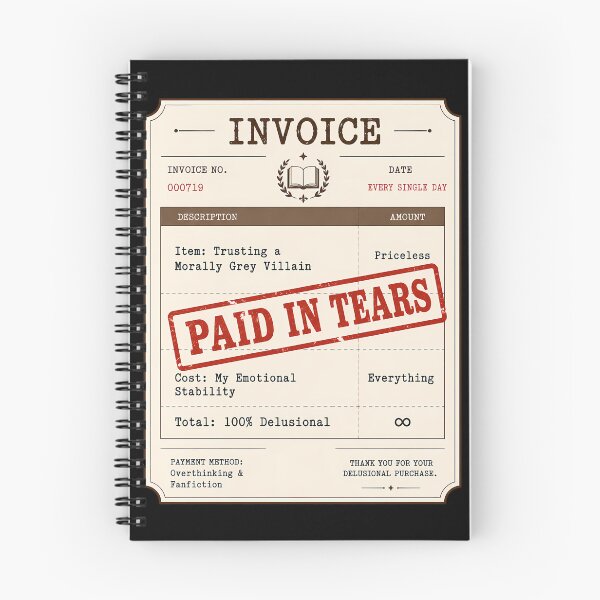 Item preview, Morally Grey Villain Bookish Receipt Funny Dark Romance Reader designed and sold by PrintivoraHub.