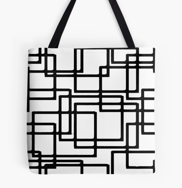 Interlocking Black Star Polygon Shape Design Tote Bag by taiche