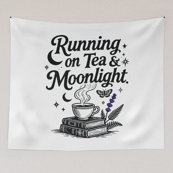 Item preview, Running On Tea And Moonlight Book Lover Reading Aesthetic Bookworms Night Owls And Tea Enthusiasts designed and sold by Connys Colorful World.