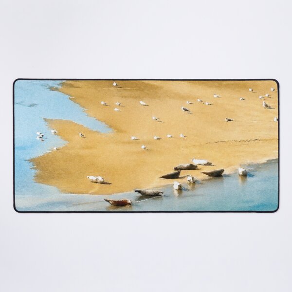 Item preview, Watercolour Seals on French Coast | Coastal Wildlife Art Print designed and sold by TheSlowShore.