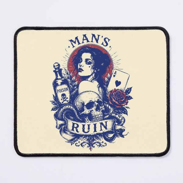 Item preview, Man's Ruin Vintage Tattoo Skull Snake and Rose designed and sold by 89shirts.