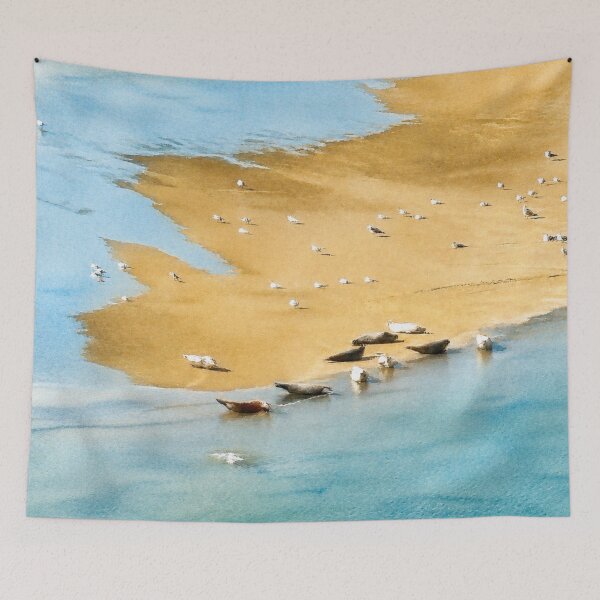 Item preview, Watercolour Seals on French Coast | Coastal Wildlife Art Print designed and sold by TheSlowShore.