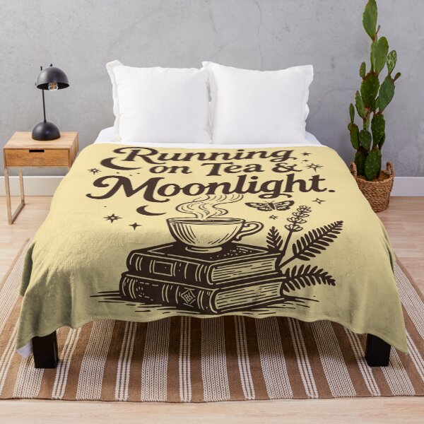 Item preview, Brown Running On Tea And Moonlight Book Lover Reading Aesthetic Cottagecore Witchy Vibes Magical Literary Design For Bookworms Night Owls And Vintage Book Fans designed and sold by Connys Colorful World.