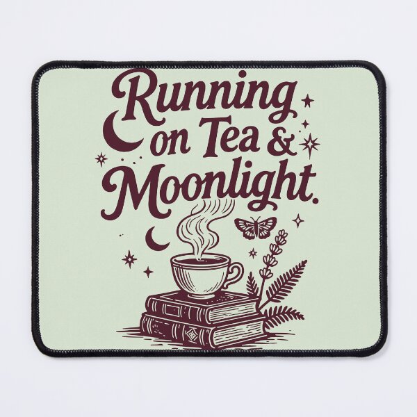 Item preview, Red Running On Tea And Moonlight Book Lover Reading Aesthetic Cottagecore Witchy Vibes Magical Literary For Bookworms Night Owls And Bold Tea Drinker designed and sold by Connys Colorful World.