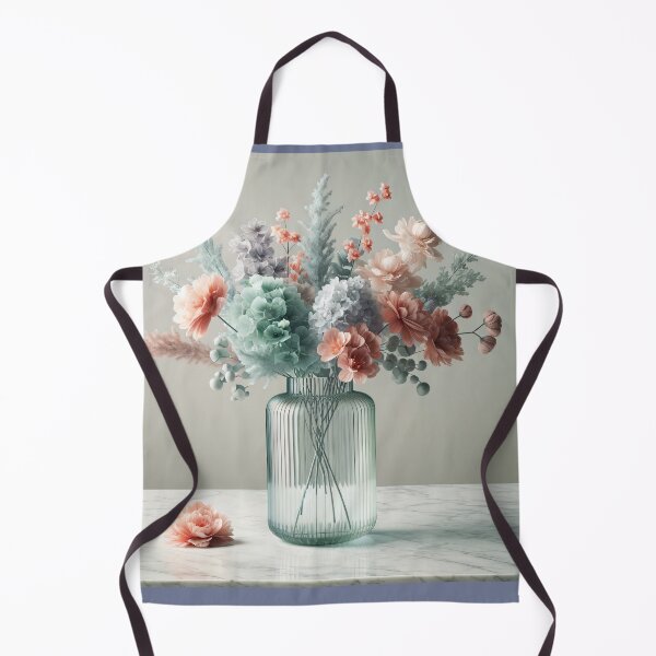 Item preview, Pastel Flower Bouquet in Glass Vase, Blush Pink and Sage Floral Still Life designed and sold by NarjaShop.