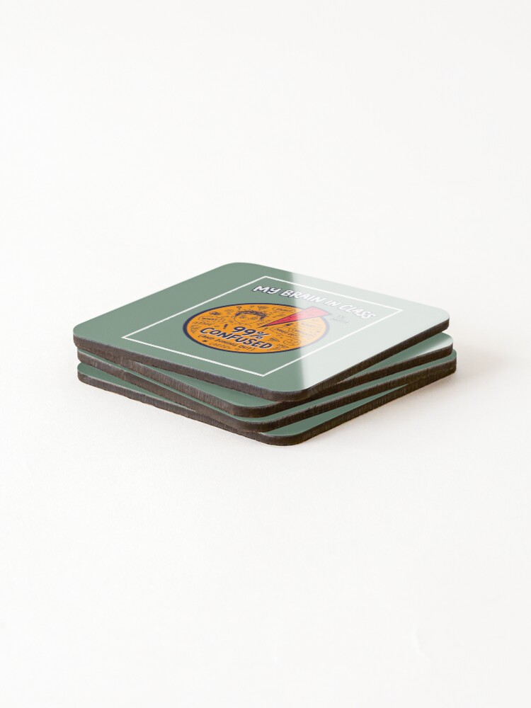 Thumbnail 4 of 5, Coasters (Set of 4), Brain In Class Pie Chart - Math Student Humor Distracted Mind designed and sold by SplashTastic.