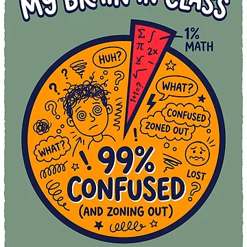 Artwork thumbnail, Brain In Class Pie Chart - Math Student Humor Distracted Mind by SplashTastic