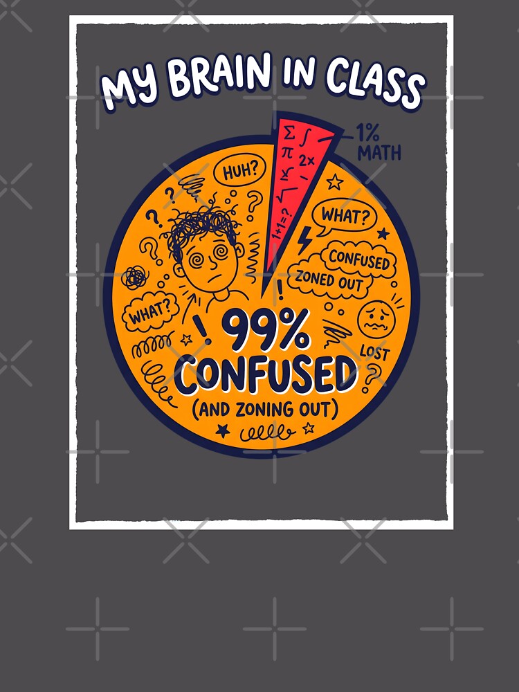 Thumbnail 6 of 6, Premium Oversized Sweatshirt, Brain In Class Pie Chart - Math Student Humor Distracted Mind designed and sold by SplashTastic.