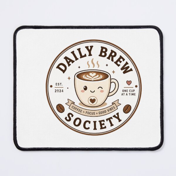 Item preview, Daily Brew Society Coffee Club Badge – Cute Coffee Lover Retro Design designed and sold by Sanika arts .