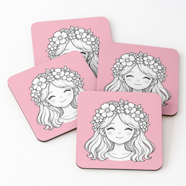 Item preview, Floral Girl Botanical Flower Crown Cute Anime Nature Aesthetic designed and sold by Hari Arts.