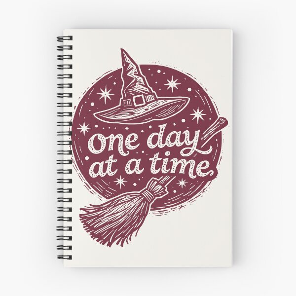 Artikelvorschau, Vintage Spell Broom Magic Witch One Day At A Time Quote Halloween Spooky Inspirational Gift entworfen und verkauft von Connys Colorful World.