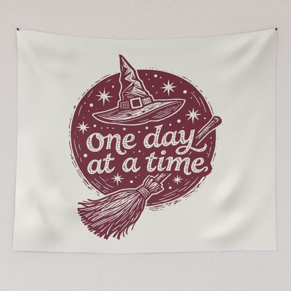 Item preview, Vintage Spell Broom Magic Witch One Day At A Time Quote Halloween Spooky Inspirational Gift designed and sold by Connys Colorful World.