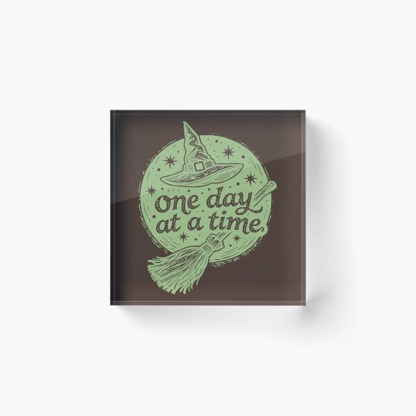 Item preview, Vintage Spell Broom Magic Halloween Spooky Inspirational Witch One Day At A Time Quote designed and sold by Connys Colorful World.