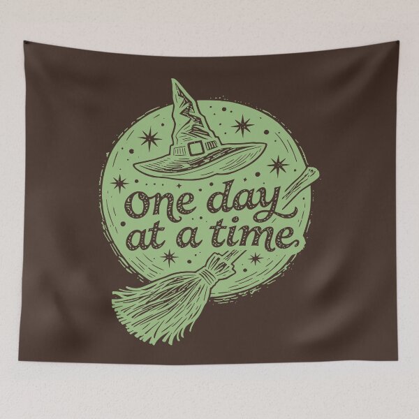 Item preview, Vintage Spell Broom Magic Halloween Spooky Inspirational Witch One Day At A Time Quote designed and sold by Connys Colorful World.