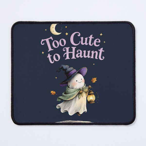 Item preview, Cute Witch Ghost with Lantern and Moon - Too Cute To Haunt - Black Edition designed and sold by Connys Colorful World.