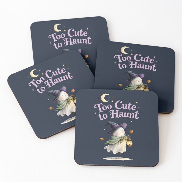 Item preview, Cute Witch Ghost with Lantern and Moon - Too Cute To Haunt - Black Edition designed and sold by Connys Colorful World.