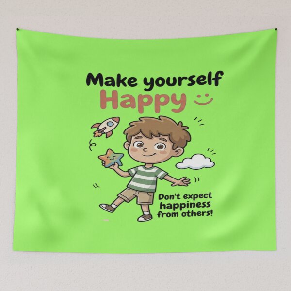 Item preview, Cute Boy Rocket Star - Make Yourself Happy Self Love Quote designed and sold by LUKOWEAR.