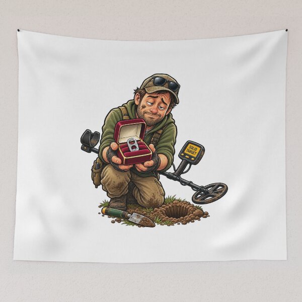 Item preview, Funny Metal Detecting Pull Tab Treasure Detectorist Cartoon designed and sold by Concrete Coffee Studio.